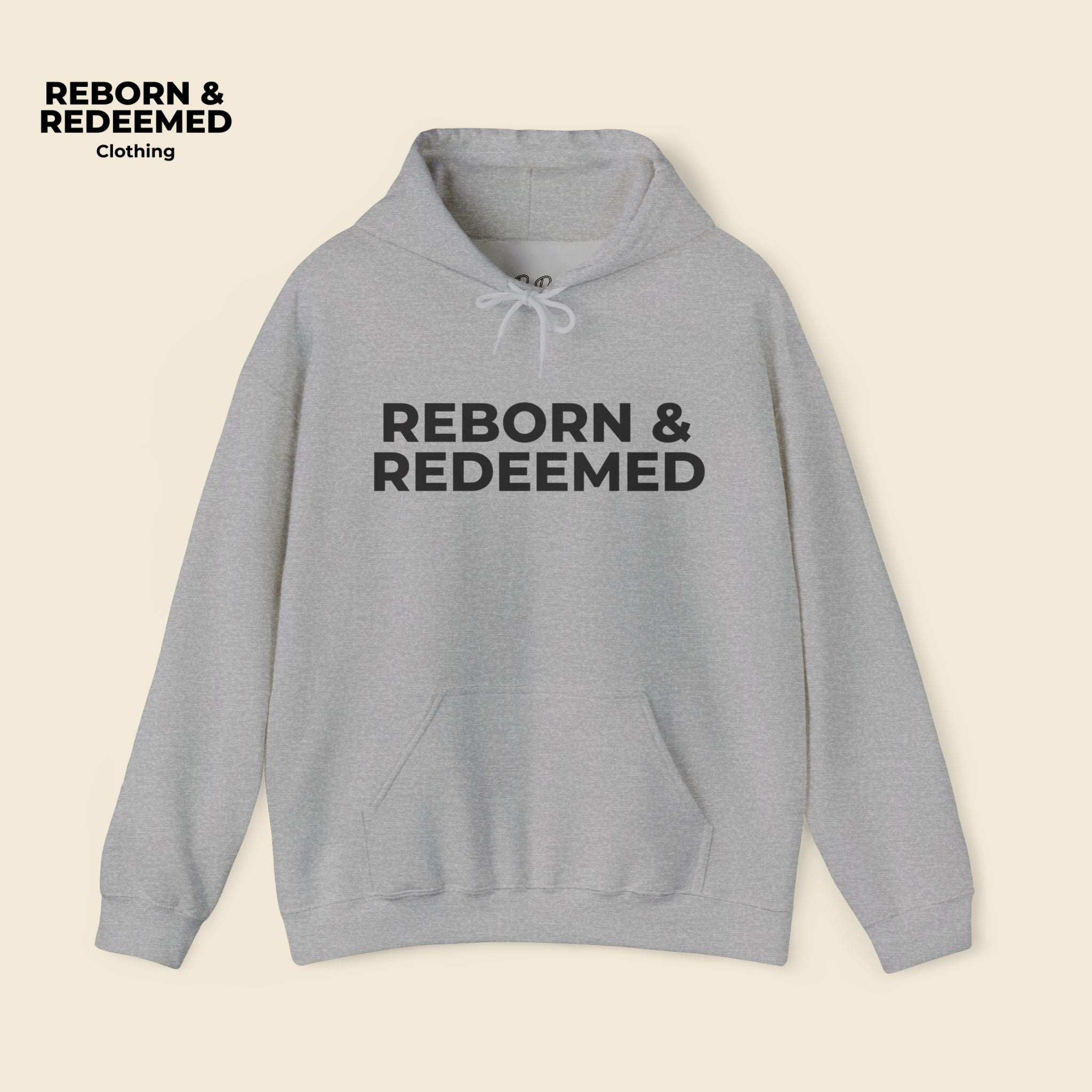 Reborn & Redeemed Hoodie — 'I Need More Coffee' Back Print Inspirational Pullover