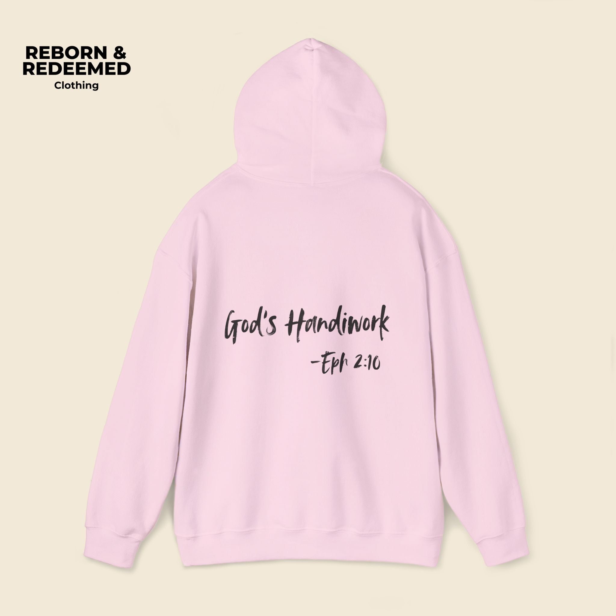 Reborn & Redeemed Hoodie — "God's Handiwork" Ephesians 2:10 Christian Hooded Sweatshirt