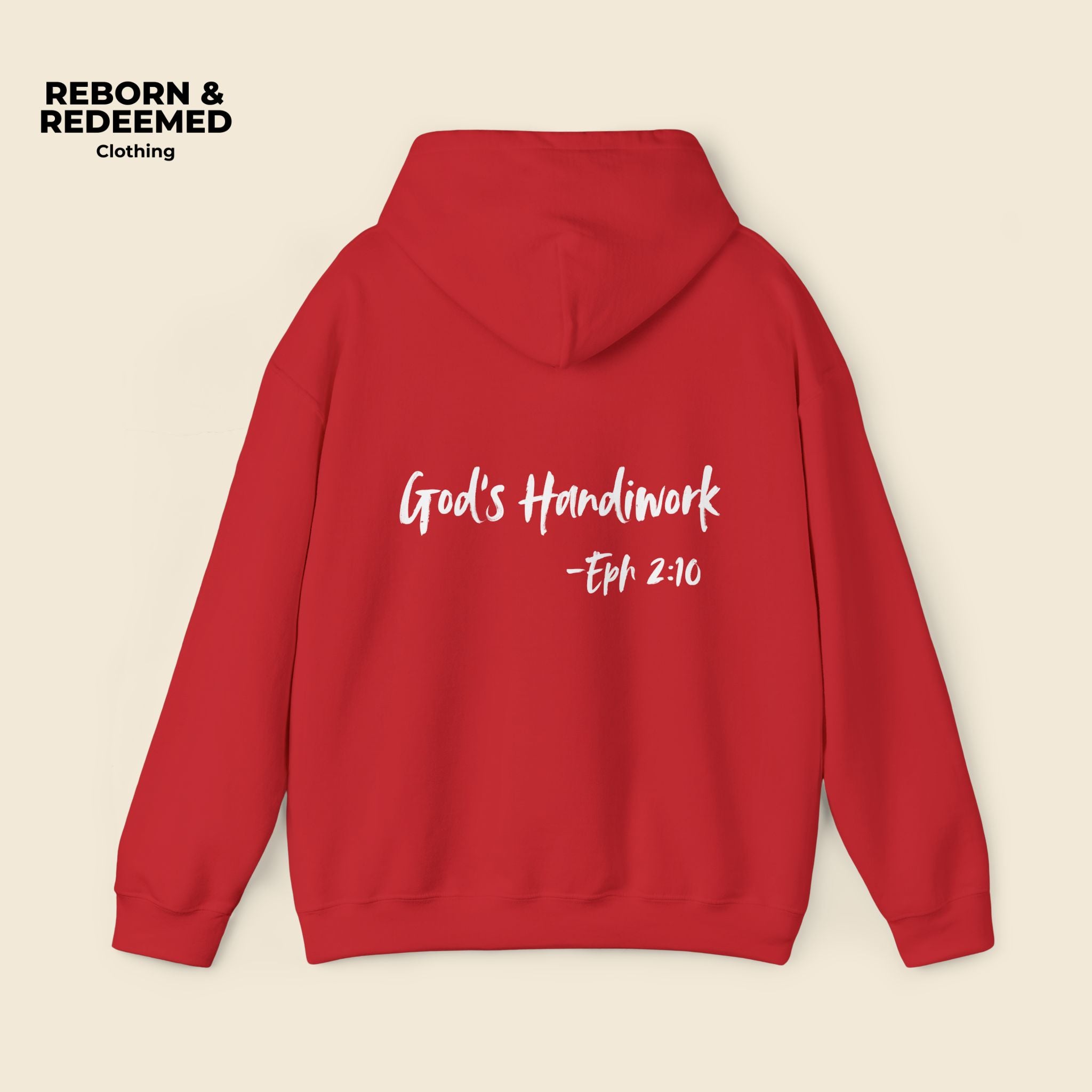 Reborn & Redeemed Hoodie — "God's Handiwork" Ephesians 2:10 Christian Hooded Sweatshirt