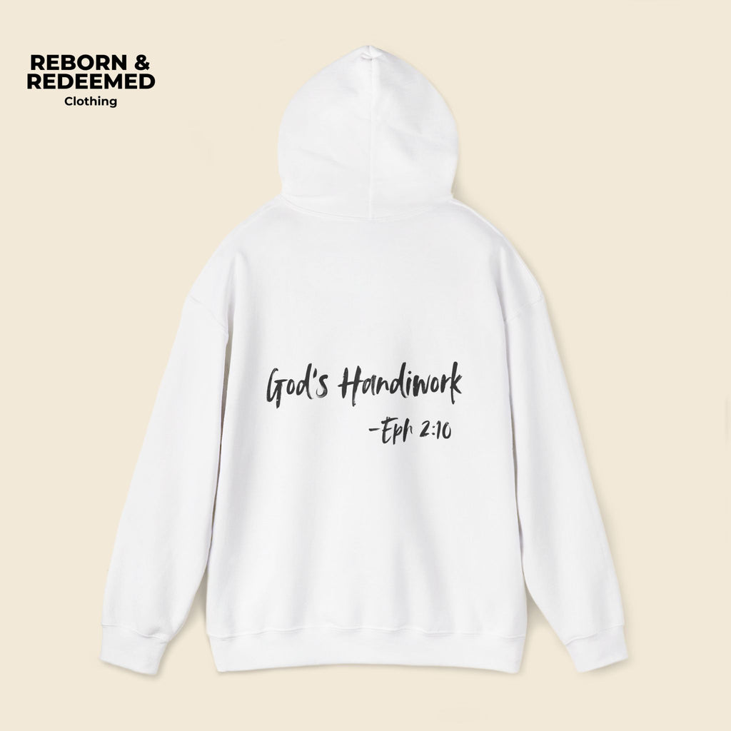 Reborn & Redeemed Hoodie — "God's Handiwork" Ephesians 2:10 Christian Hooded Sweatshirt