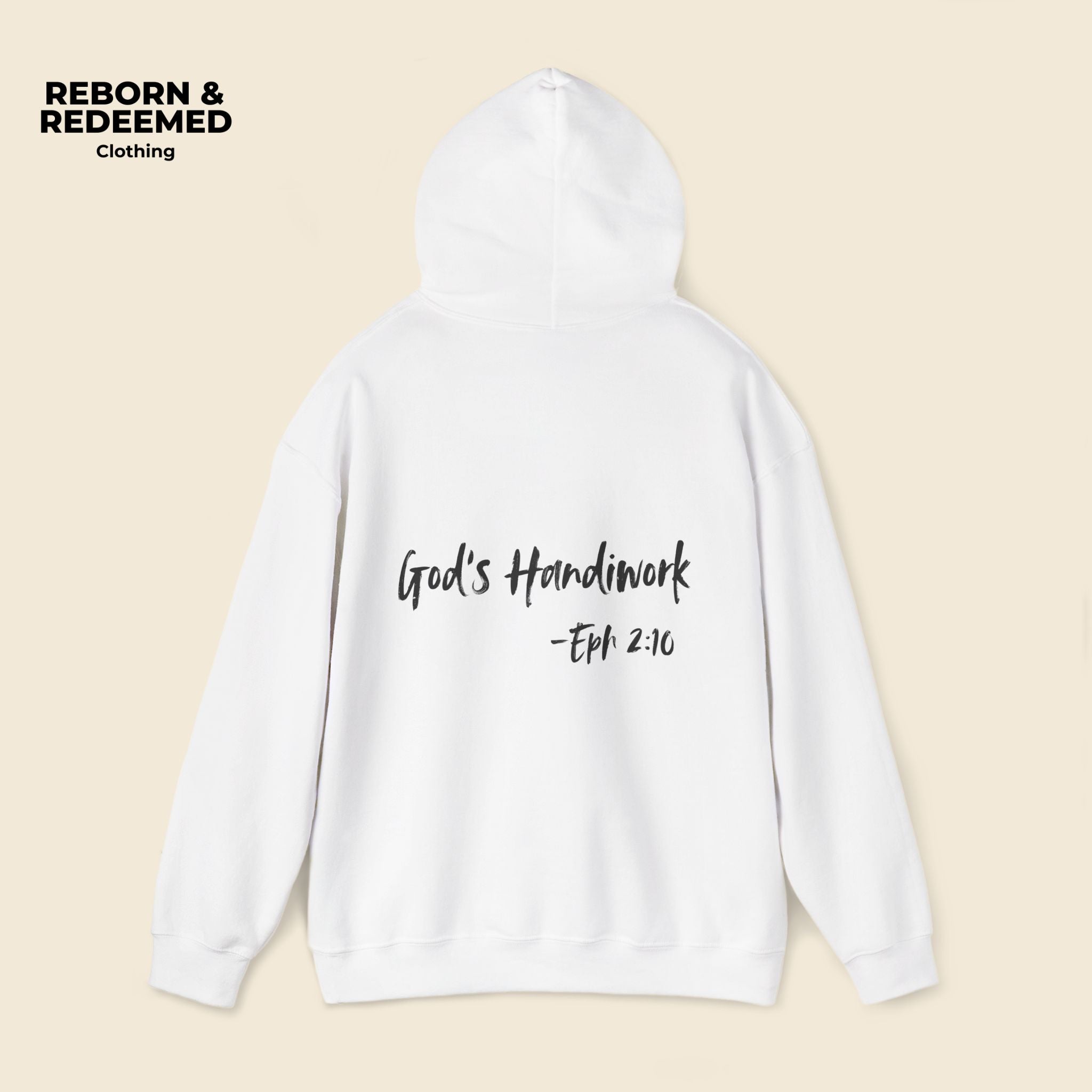 Reborn & Redeemed Hoodie — "God's Handiwork" Ephesians 2:10 Christian Hooded Sweatshirt