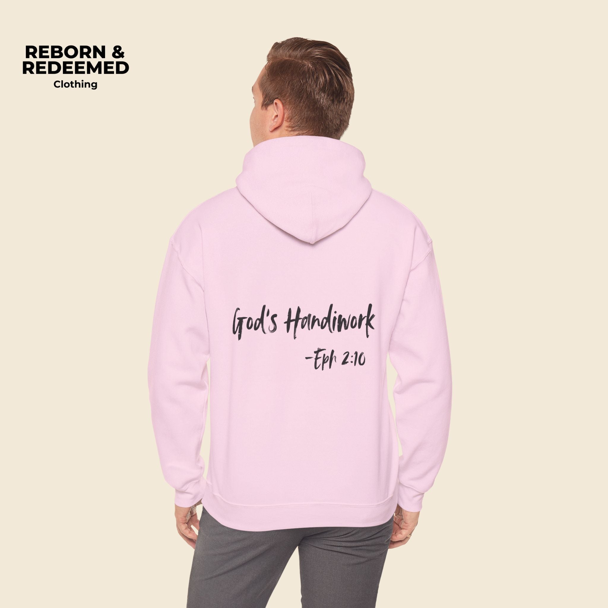 Reborn & Redeemed Hoodie — "God's Handiwork" Ephesians 2:10 Christian Hooded Sweatshirt