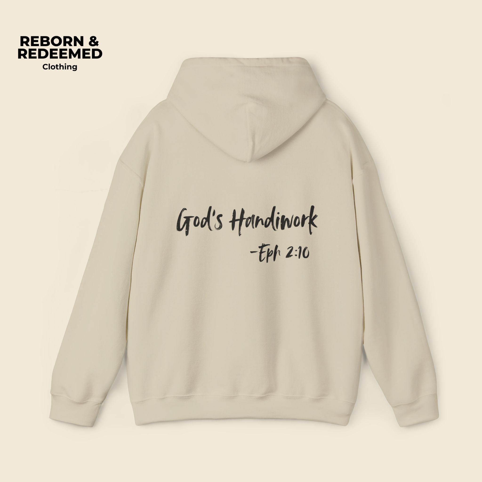Reborn & Redeemed Hoodie — "God's Handiwork" Ephesians 2:10 Christian Hooded Sweatshirt