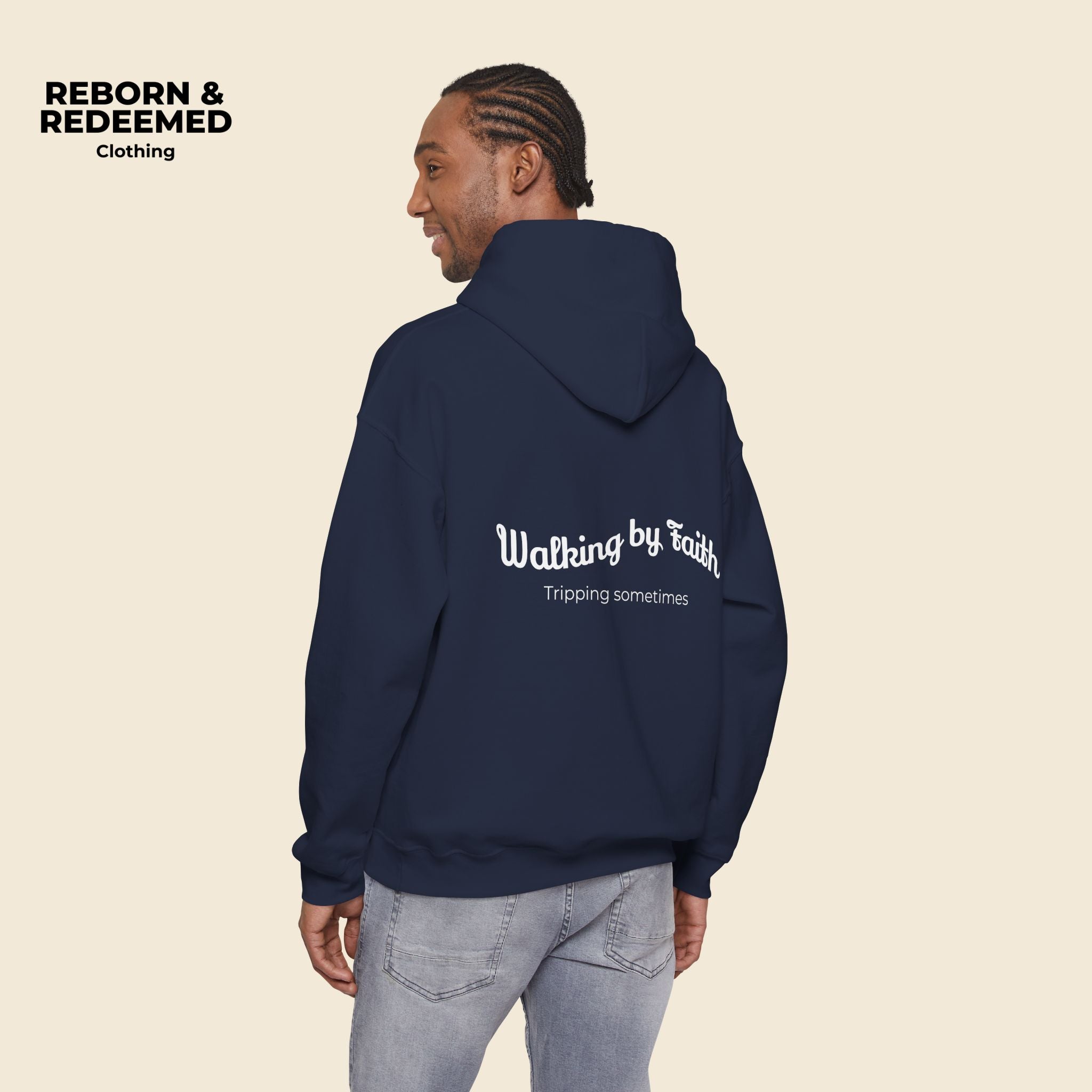 Reborn & Redeemed Hoodie – 'Walking by Faith' Inspirational Pullover
