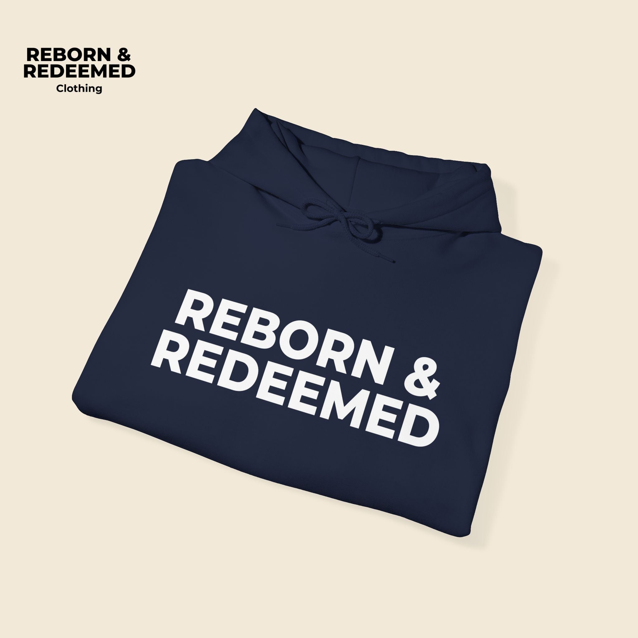 Reborn & Redeemed Hoodie — 'I Need More Coffee' Back Print Inspirational Pullover