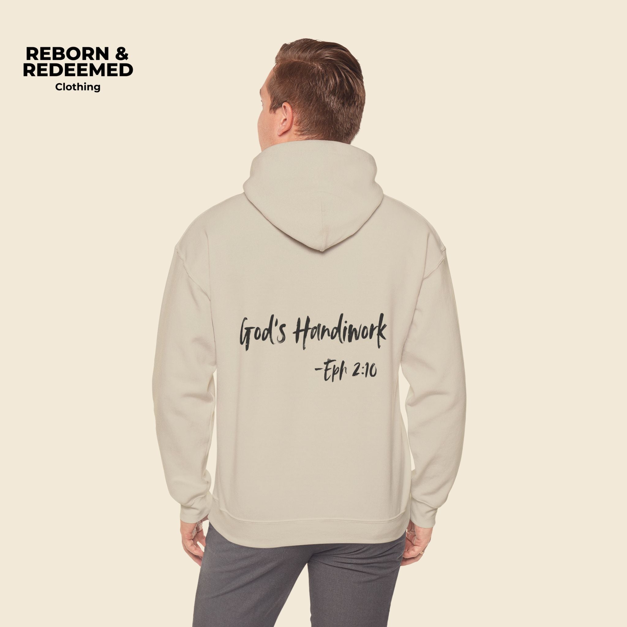Reborn & Redeemed Hoodie — "God's Handiwork" Ephesians 2:10 Christian Hooded Sweatshirt