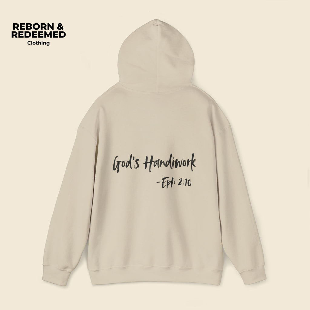 Reborn & Redeemed Hoodie — "God's Handiwork" Ephesians 2:10 Christian Hooded Sweatshirt