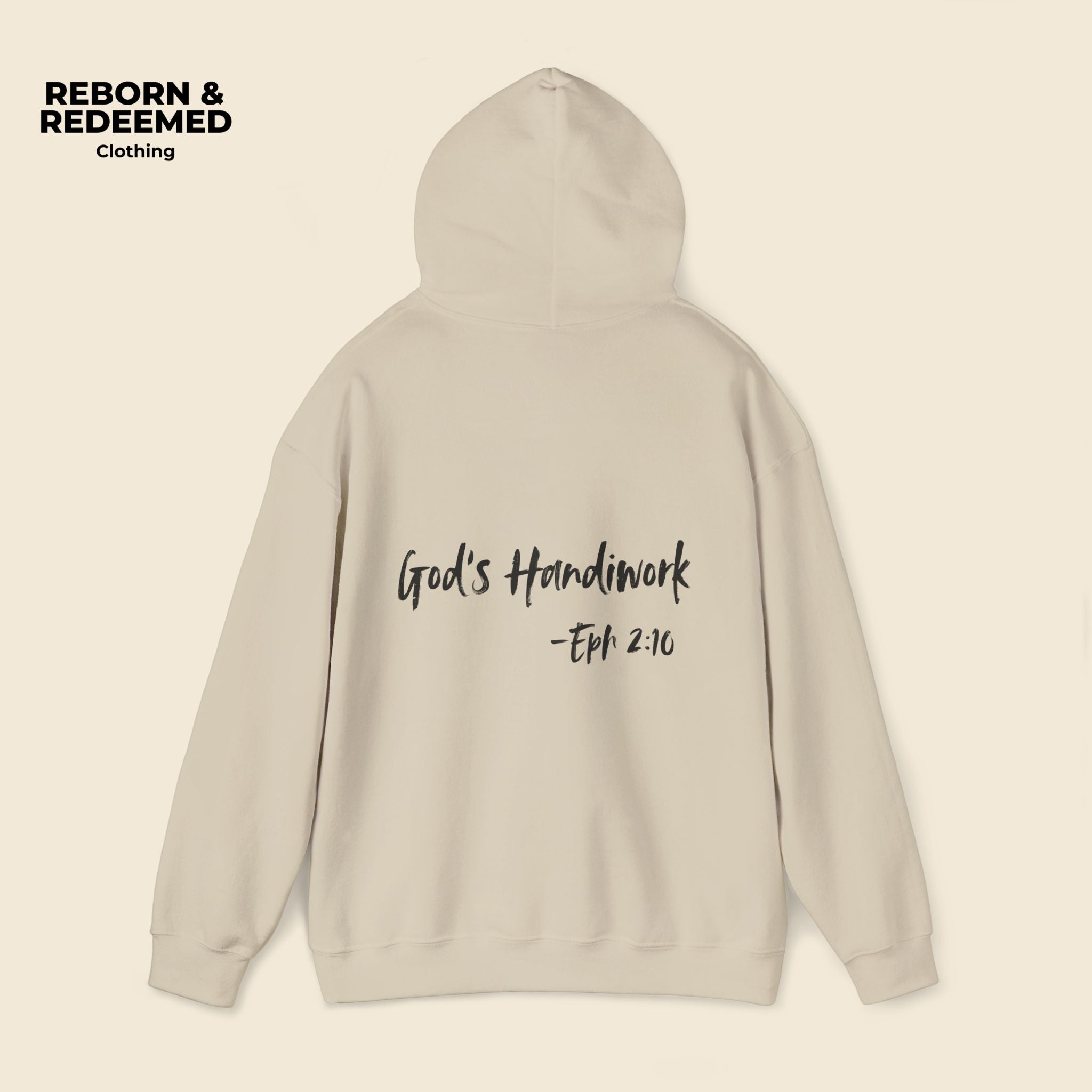 Reborn & Redeemed Hoodie — "God's Handiwork" Ephesians 2:10 Christian Hooded Sweatshirt
