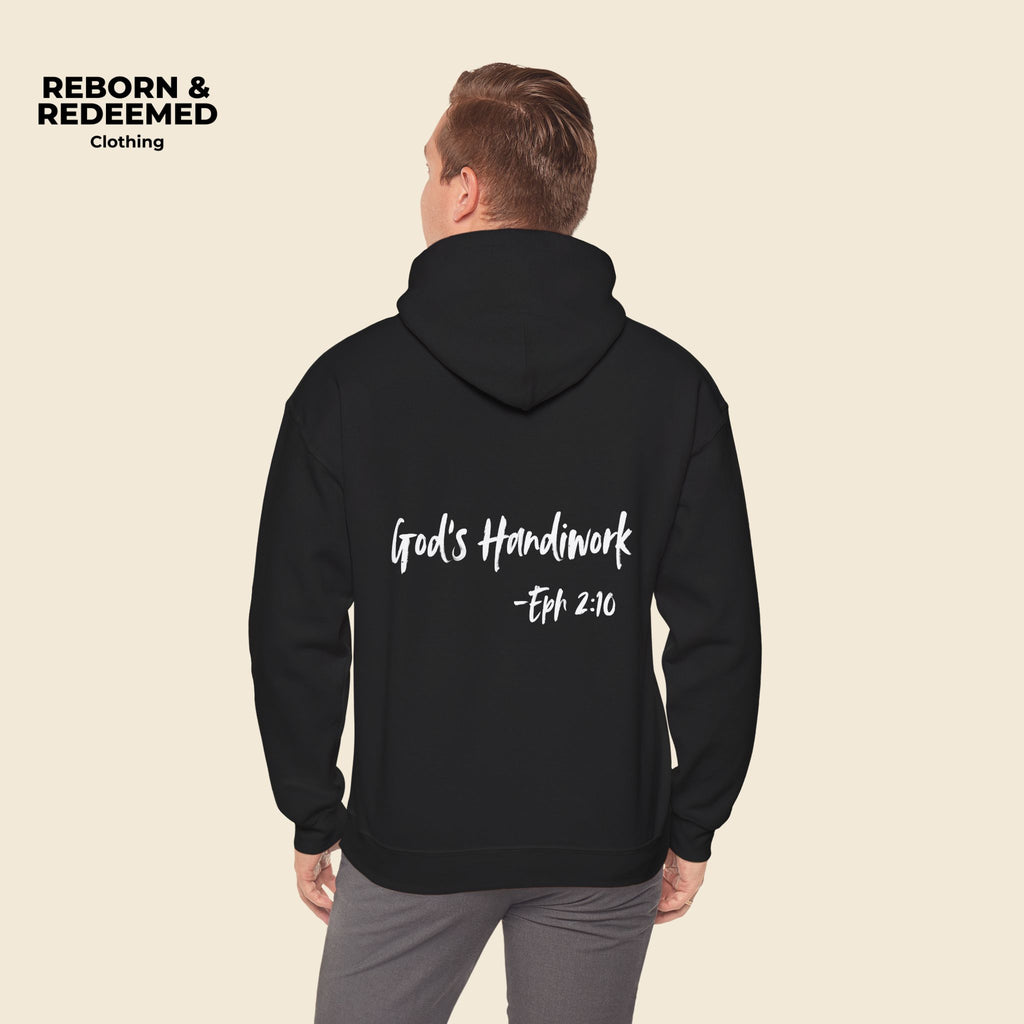 Reborn & Redeemed Hoodie — "God's Handiwork" Ephesians 2:10 Christian Hooded Sweatshirt