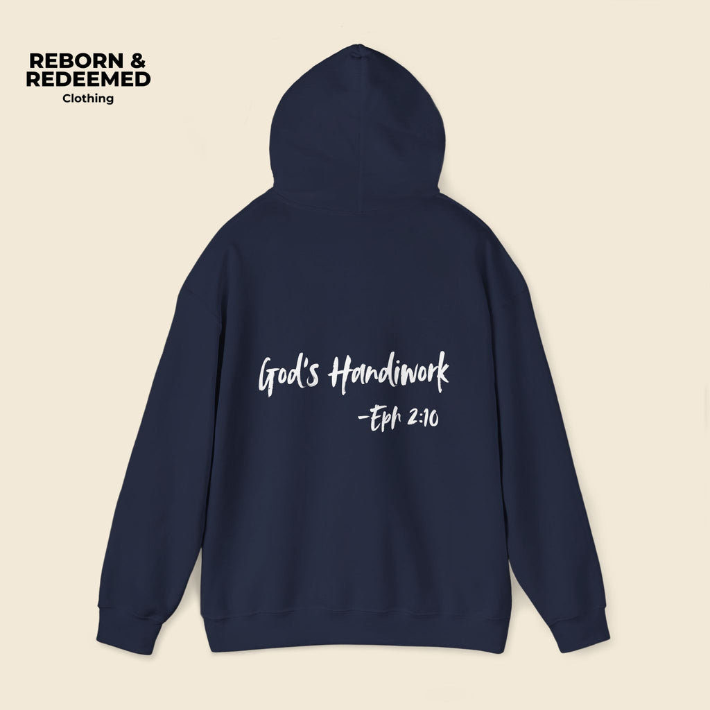Reborn & Redeemed Hoodie — "God's Handiwork" Ephesians 2:10 Christian Hooded Sweatshirt