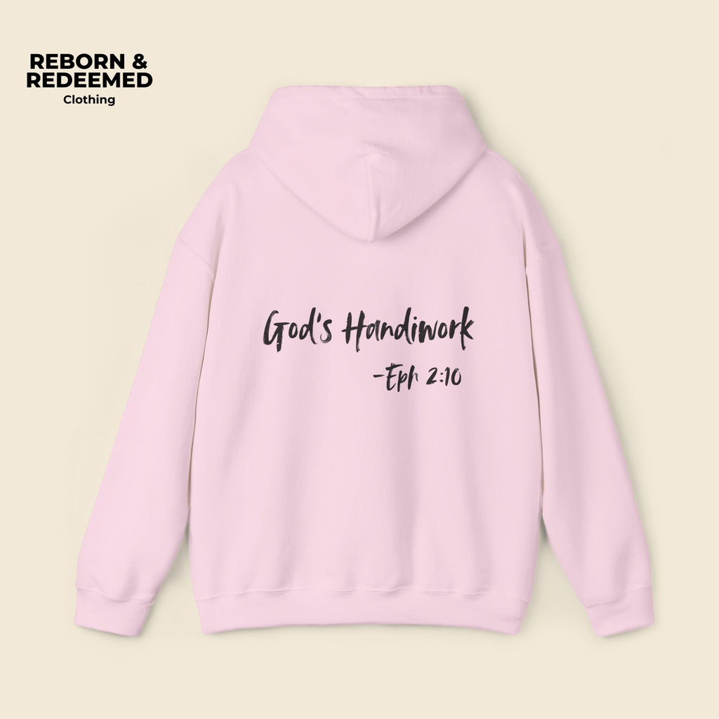 Reborn & Redeemed Hoodie — "God's Handiwork" Ephesians 2:10 Christian Hooded Sweatshirt
