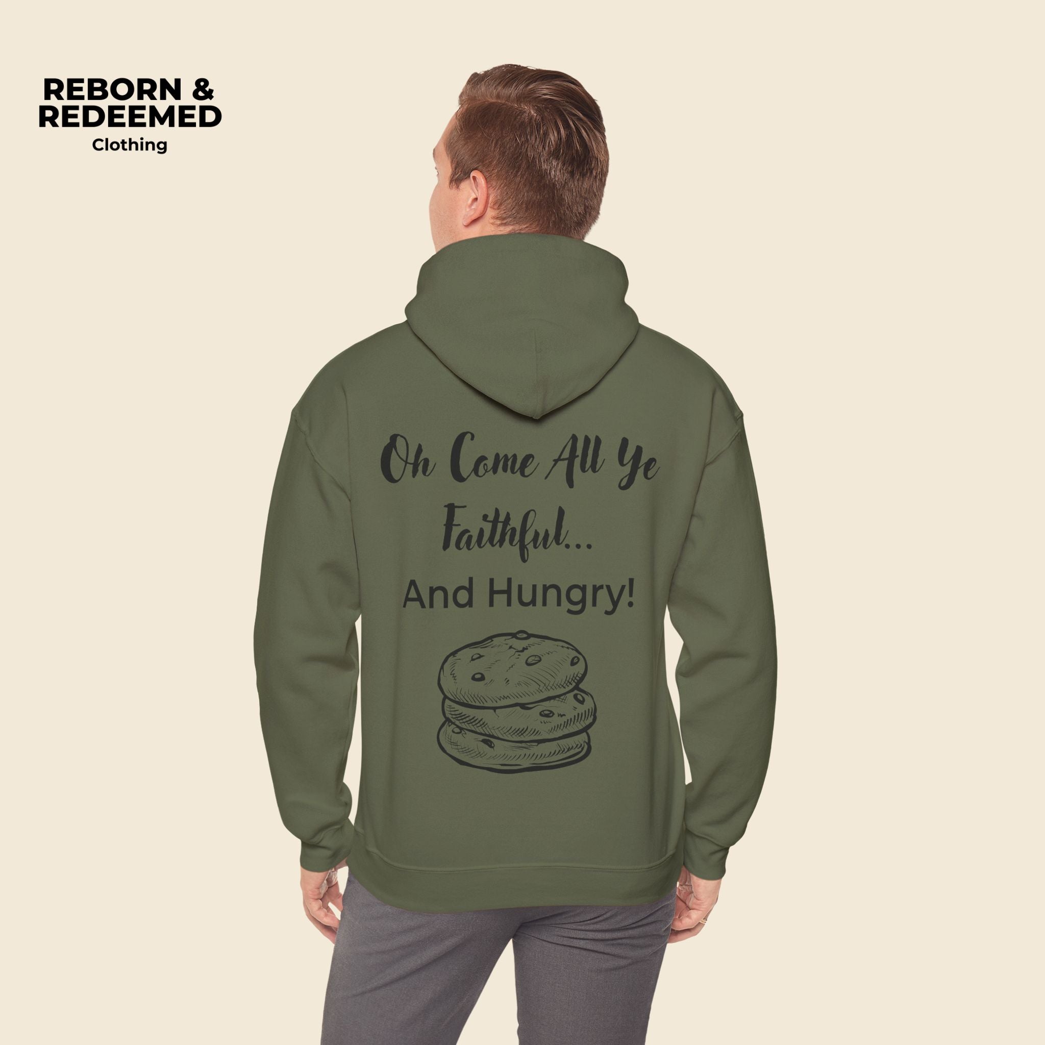 Reborn & Redeemed Christmas Hoodie — “Oh Come All Ye Faithful… And Hungry!”