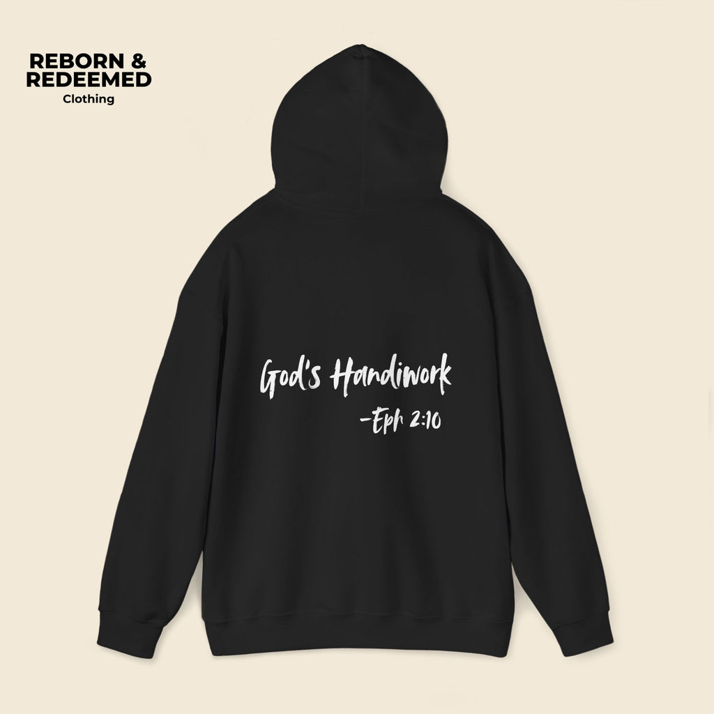 Reborn & Redeemed Hoodie — "God's Handiwork" Ephesians 2:10 Christian Hooded Sweatshirt