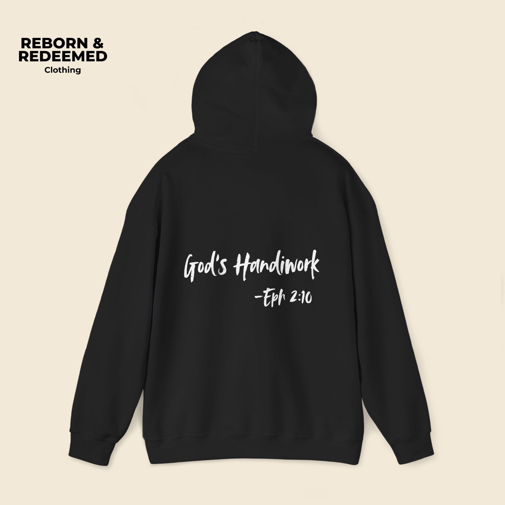 Reborn & Redeemed Hoodie — "God's Handiwork" Ephesians 2:10 Christian Hooded Sweatshirt